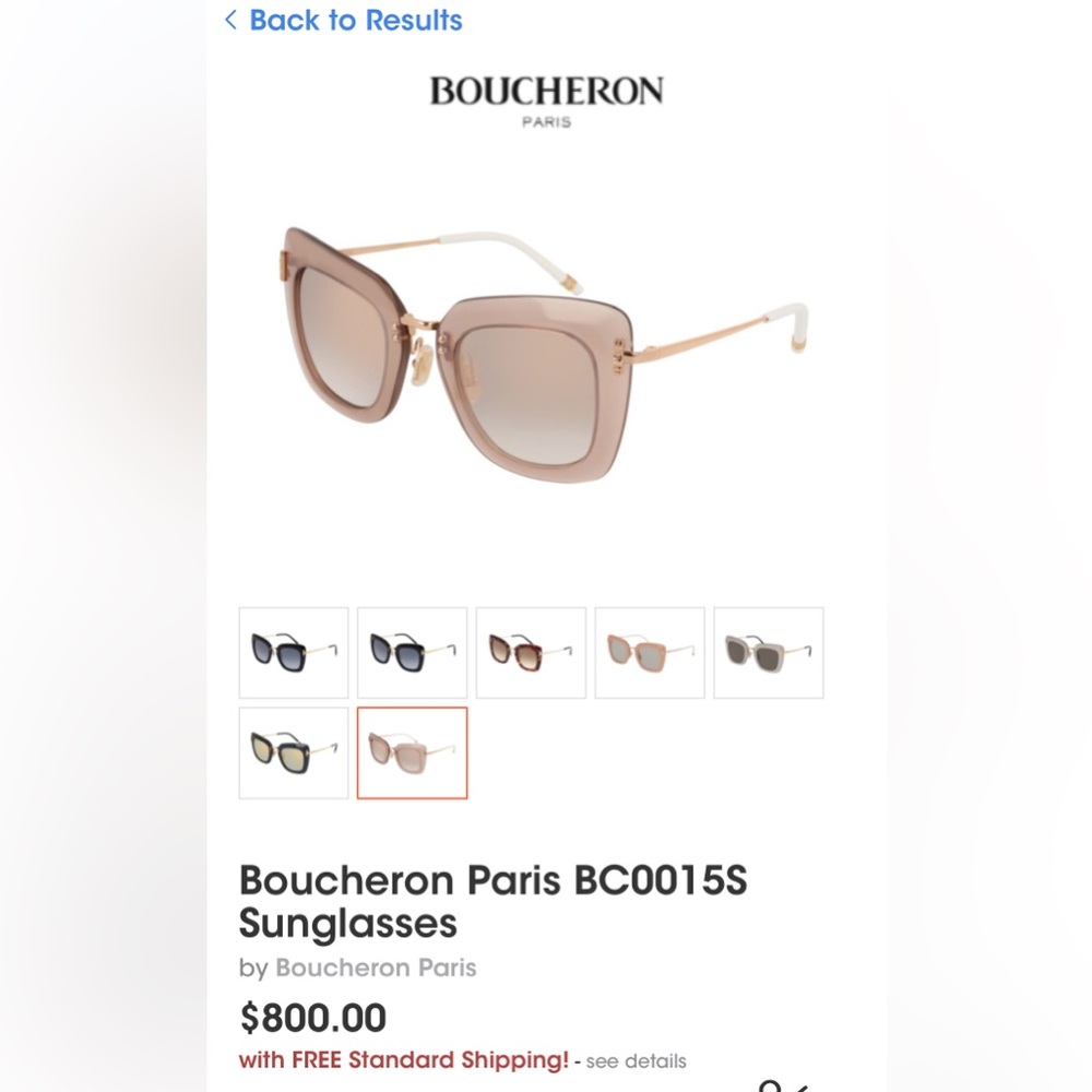 Boucheron Paris Women's nude light pink Sunglasses